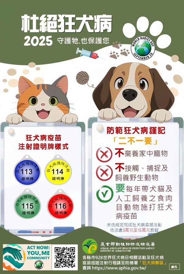 114年度狂犬病防疫宣導海報